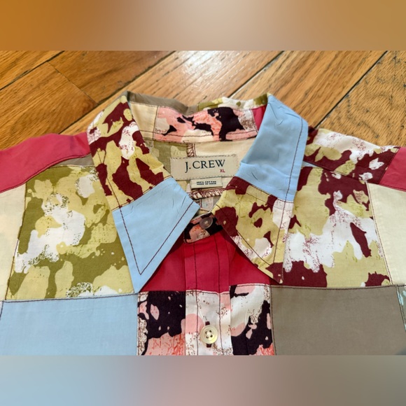 J. Crew Allover Patchwork Button Down Casual Preppy Colorful Men’s Shirt Size XL - Picture 3 of 12